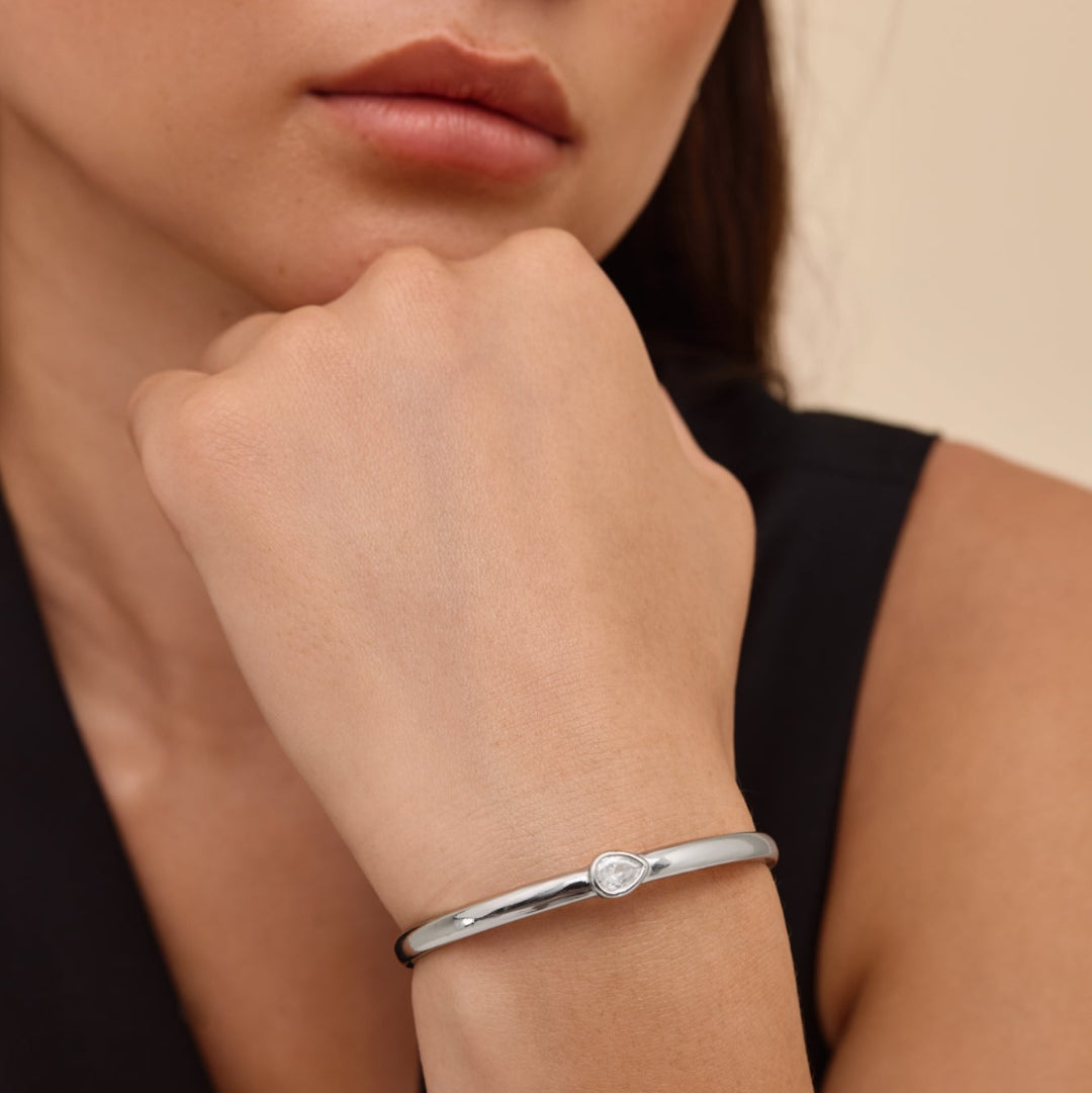 Silver CZ Cuff Bracelet