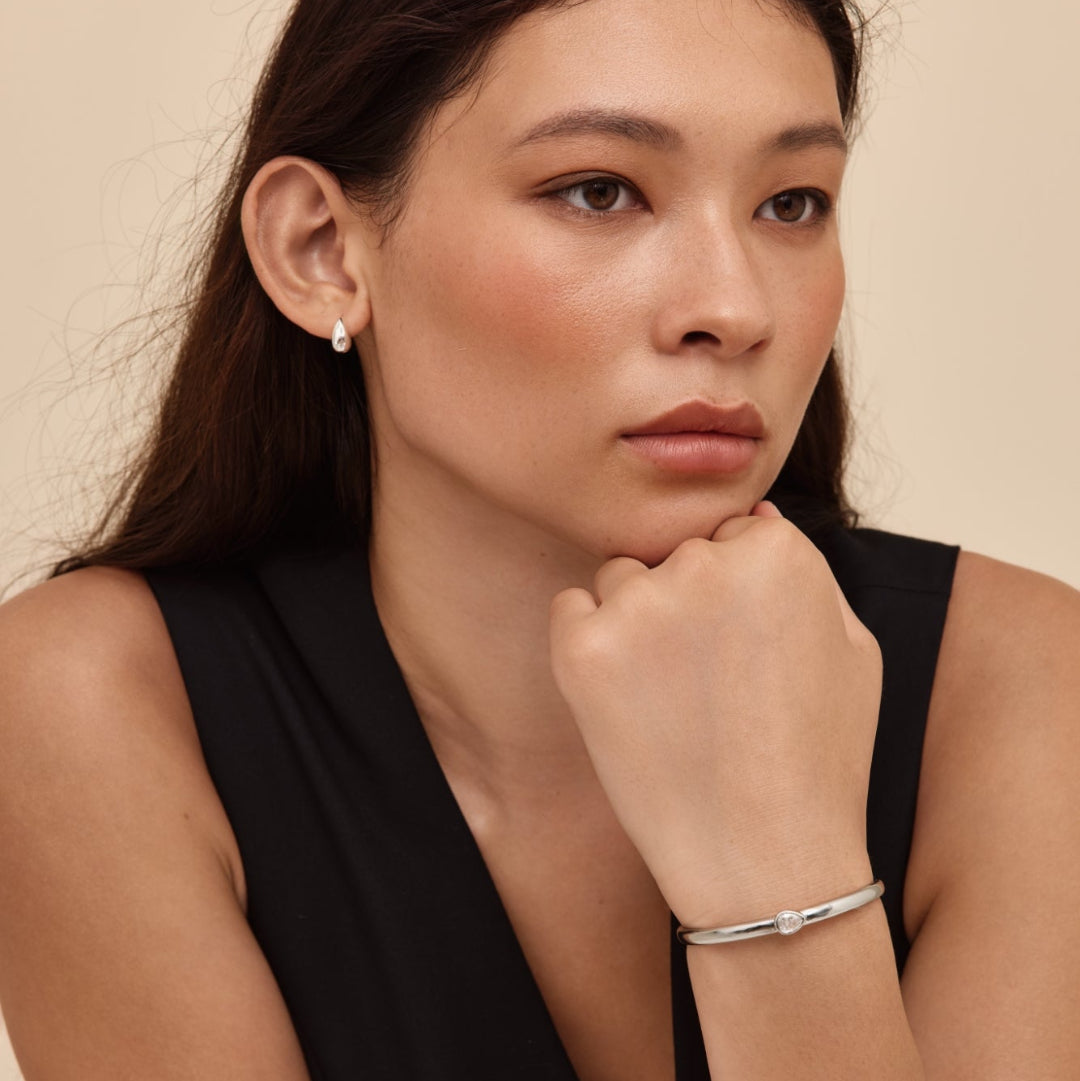 Silver CZ Cuff Bracelet