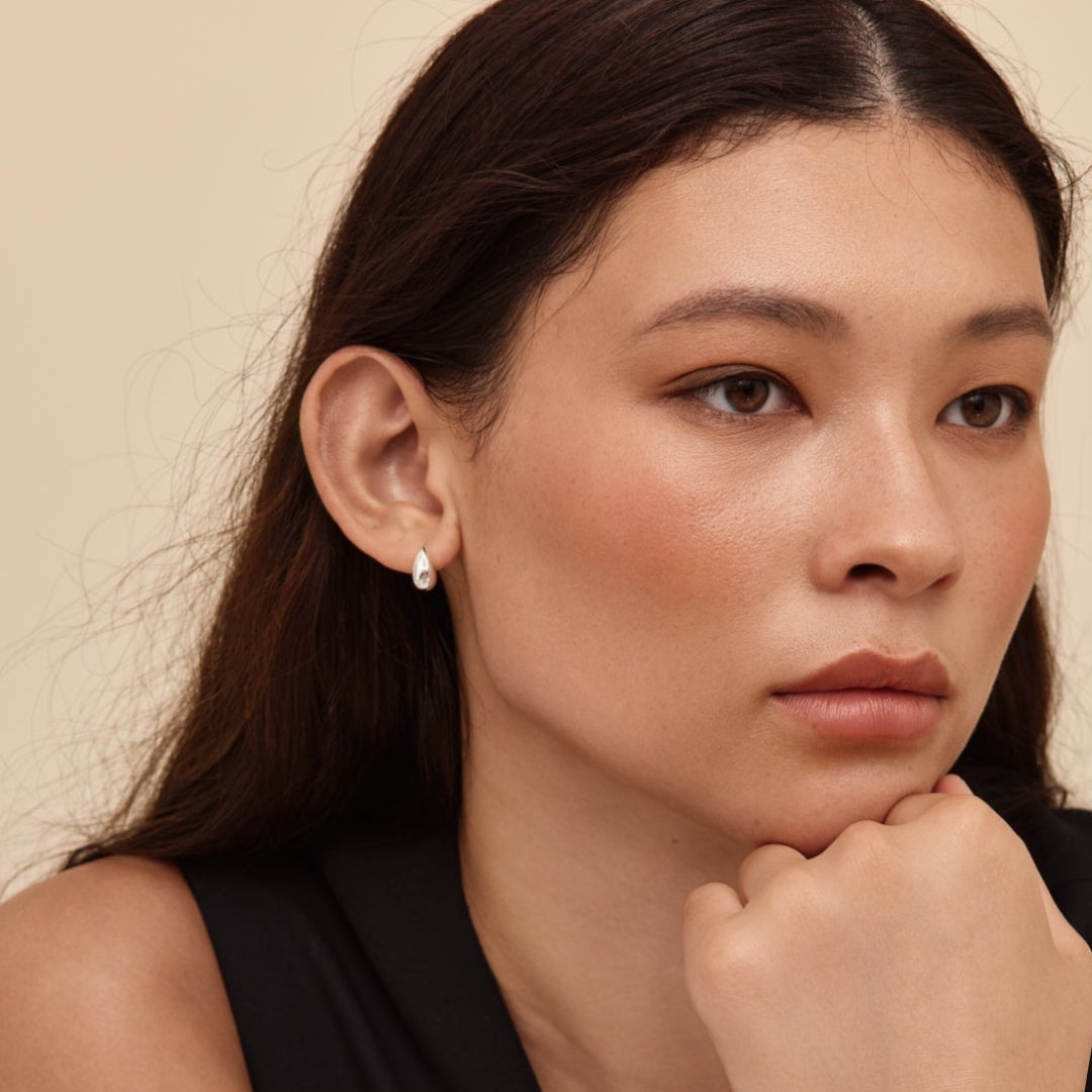 Sterling Silver Tear Drop Stud Earrings