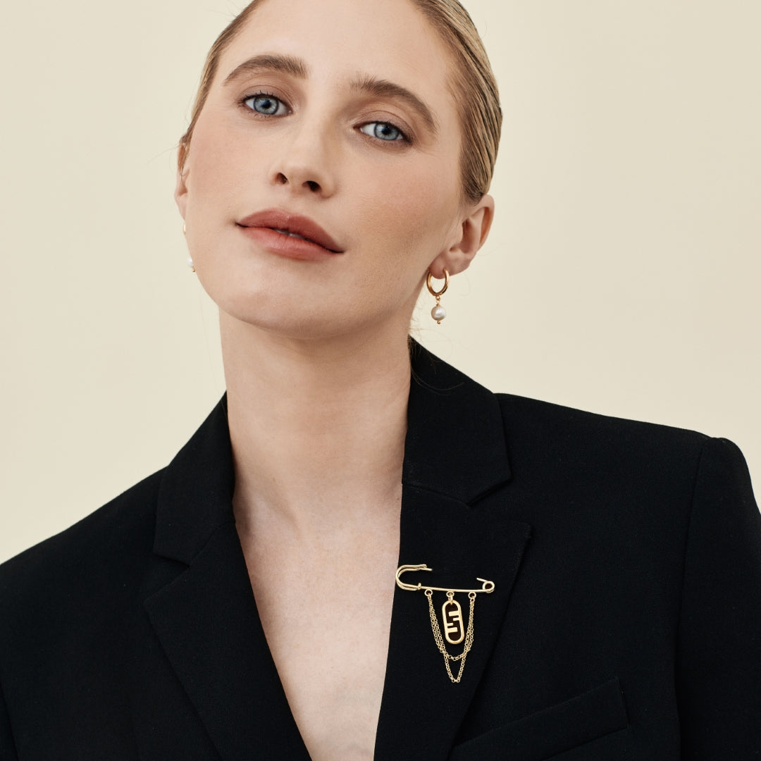 Gold Logo Brooch