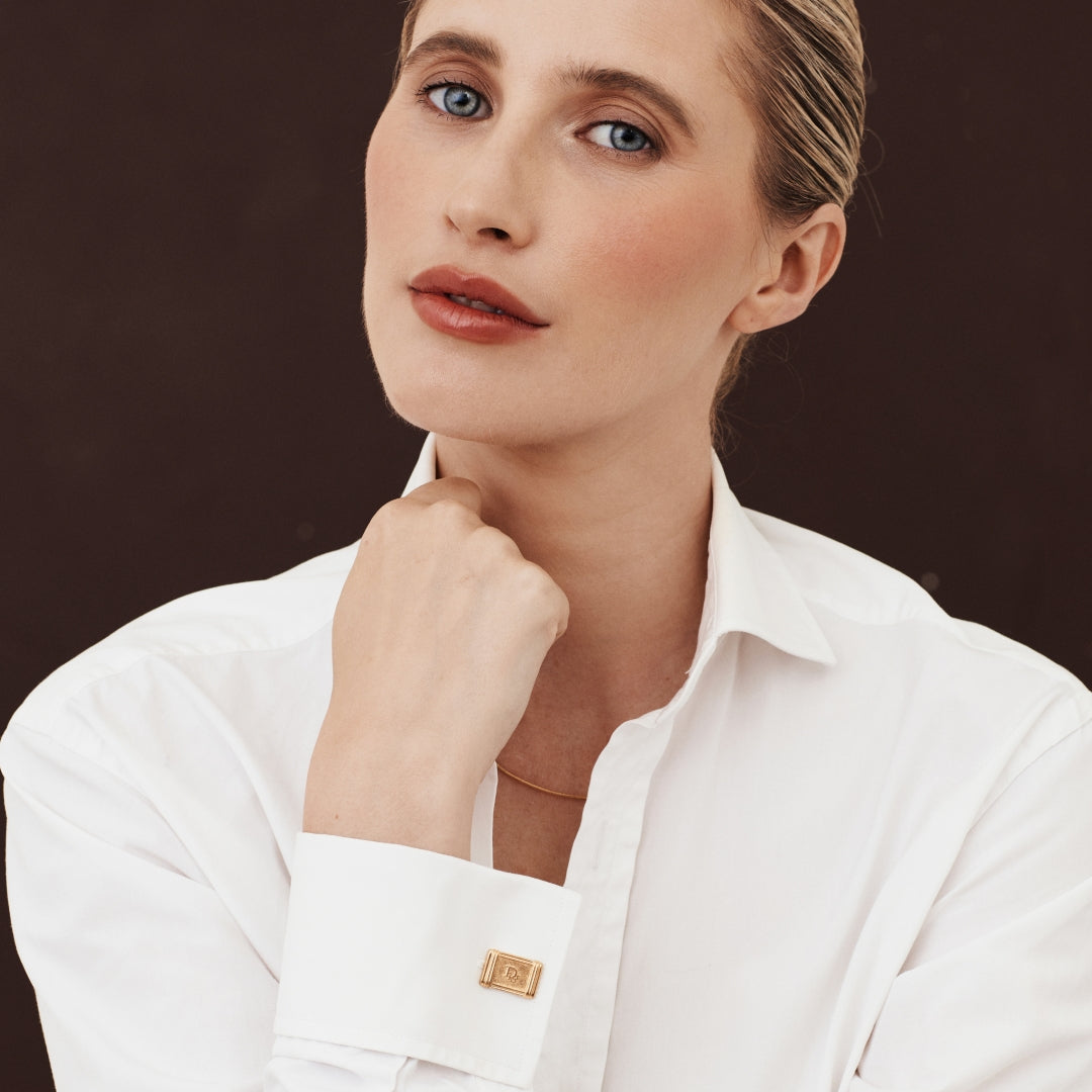 Rectangular Gold Logo Cufflinks