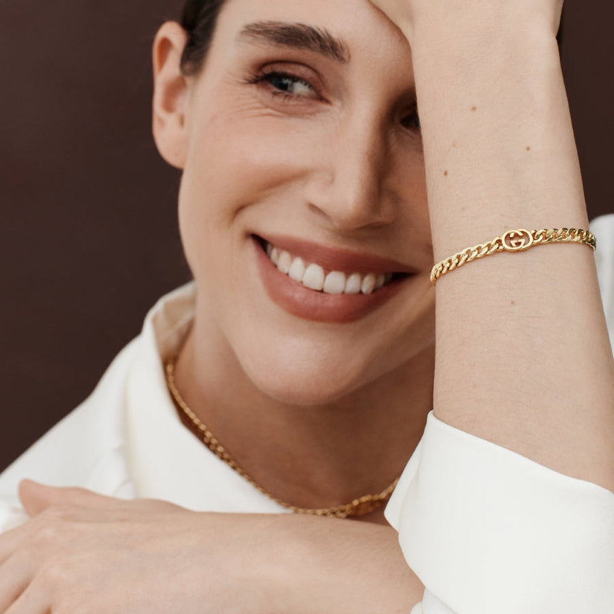 Small Gold Logo Cuban Bracelet