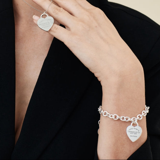 Large Silver Heart Bracelet