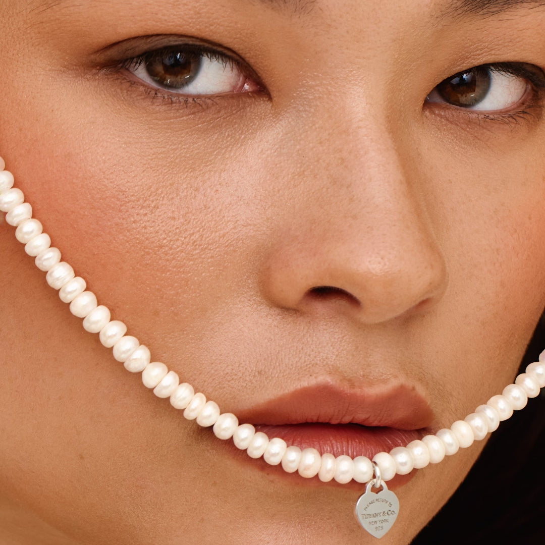 Mini Silver Heart Charm Pearl Choker
