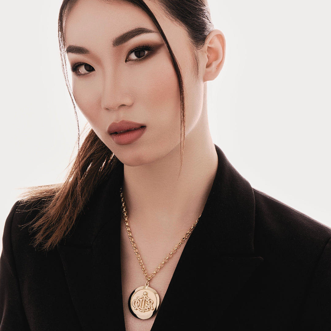 Statement Gold Round Medallion Long Necklace