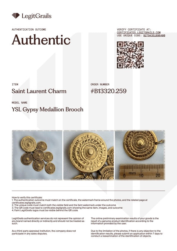 Gold Stamped Medallion Brooch