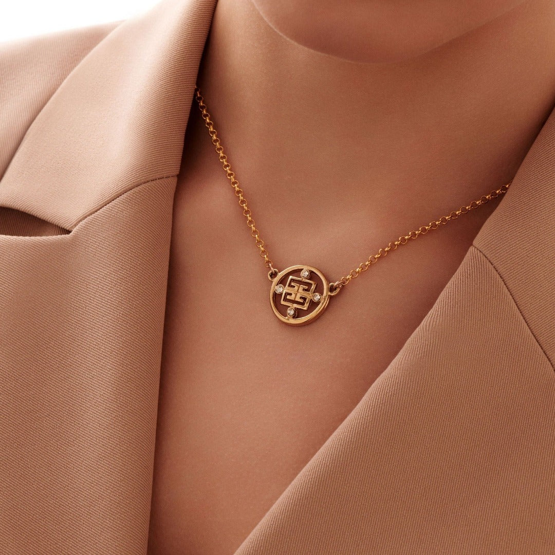 Gold Rhinestone Medallion Choker