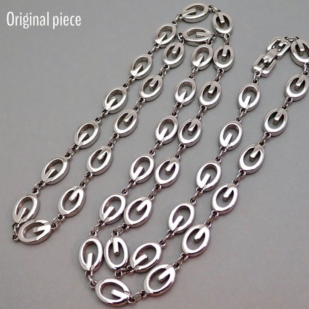 Silver Logo Earrings with Crystal Drops