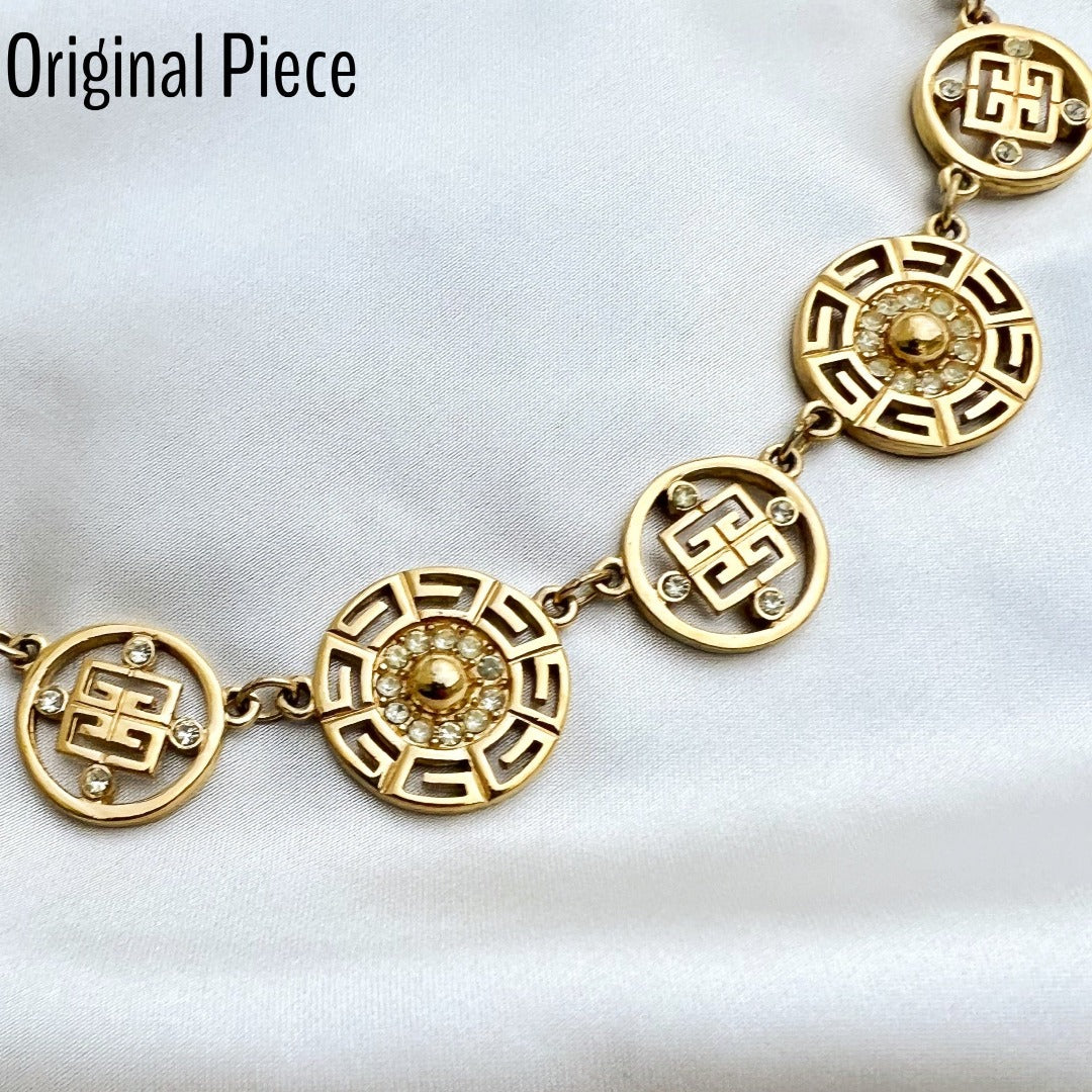 Gold Rhinestone Medallion Choker