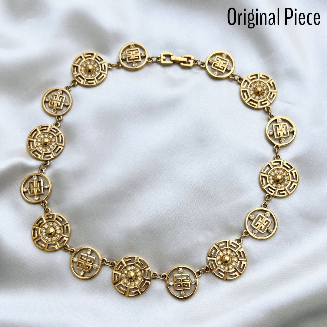 Gold Rhinestone Medallion Choker