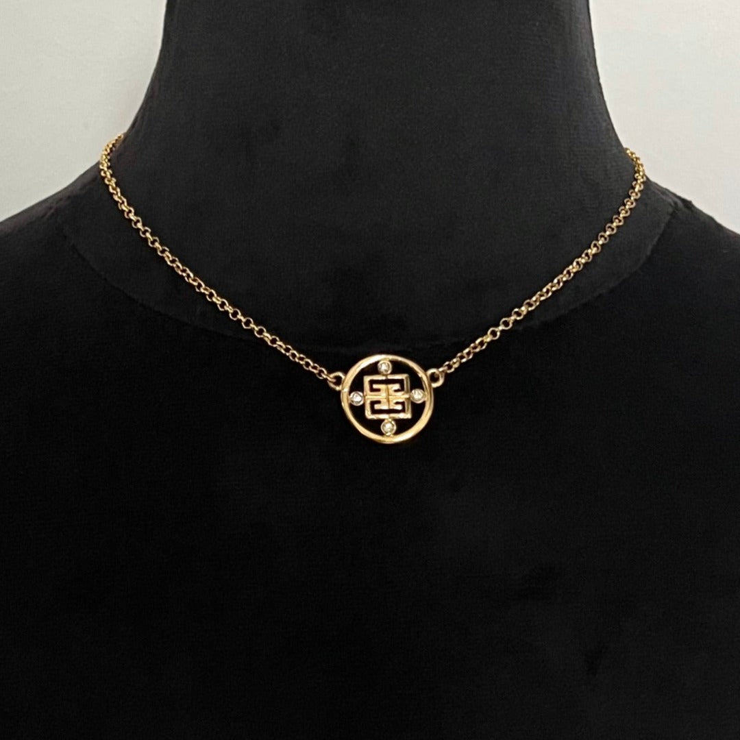 Gold Rhinestone Medallion Choker