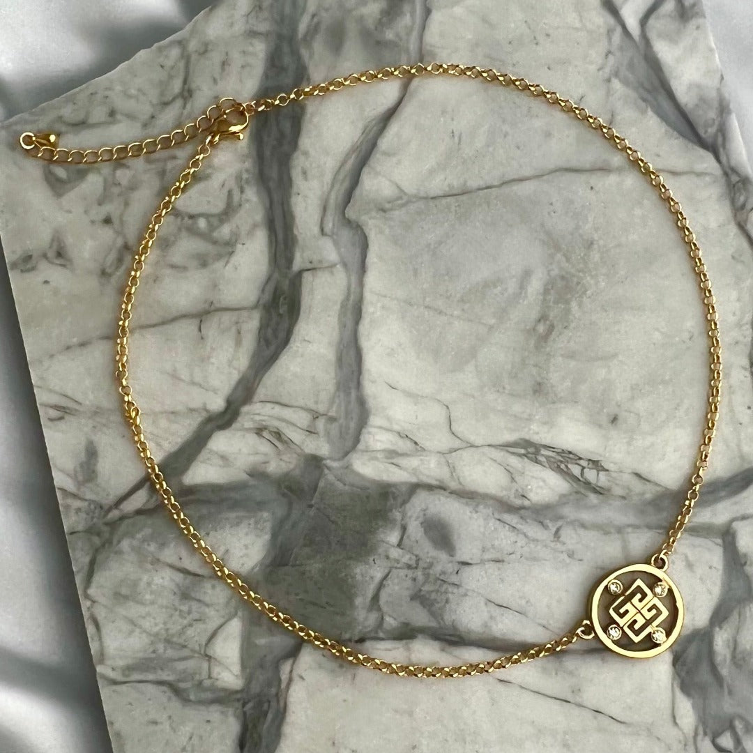 Gold Rhinestone Medallion Choker