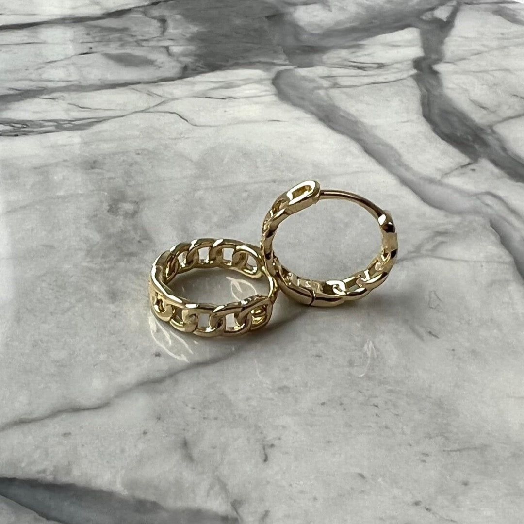 Gold Curb Chain Earrings