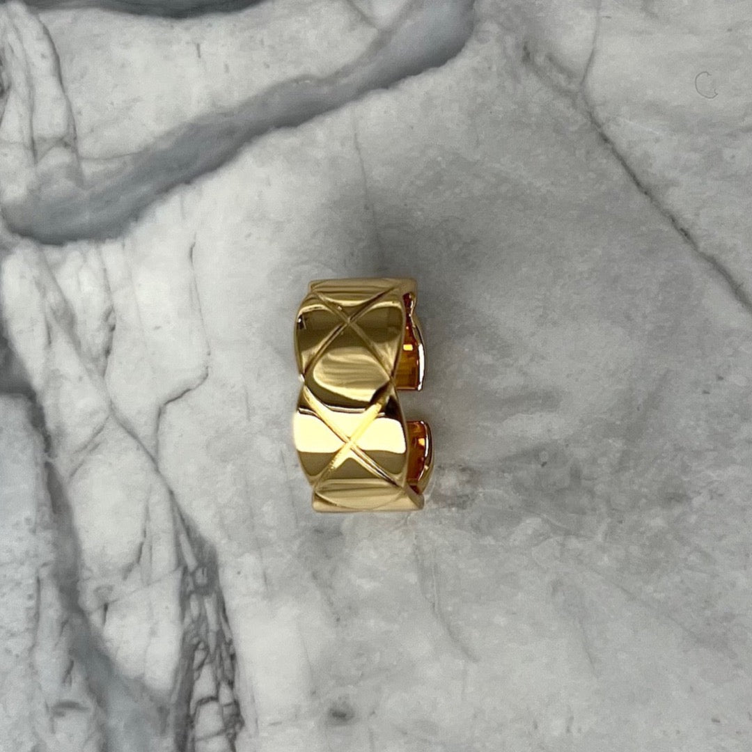 Wide Band Quilted Ring