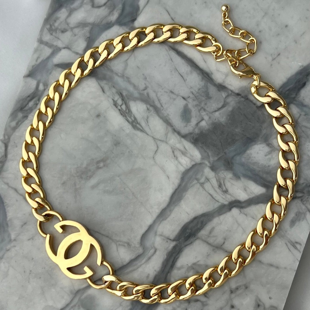 Statement Gold Logo Choker