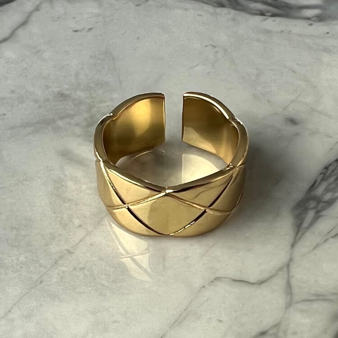 Wide Band Quilted Ring