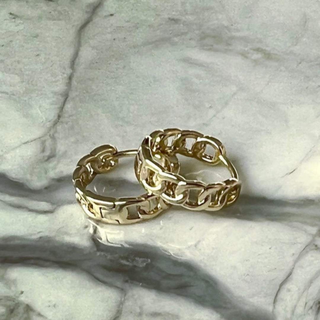 Gold Curb Chain Earrings
