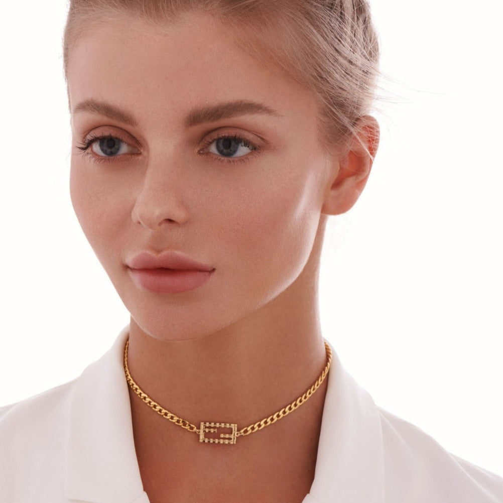 Gold Baguette Fine Cuban Choker