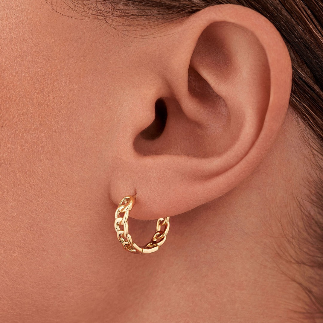 Gold Curb Chain Earrings