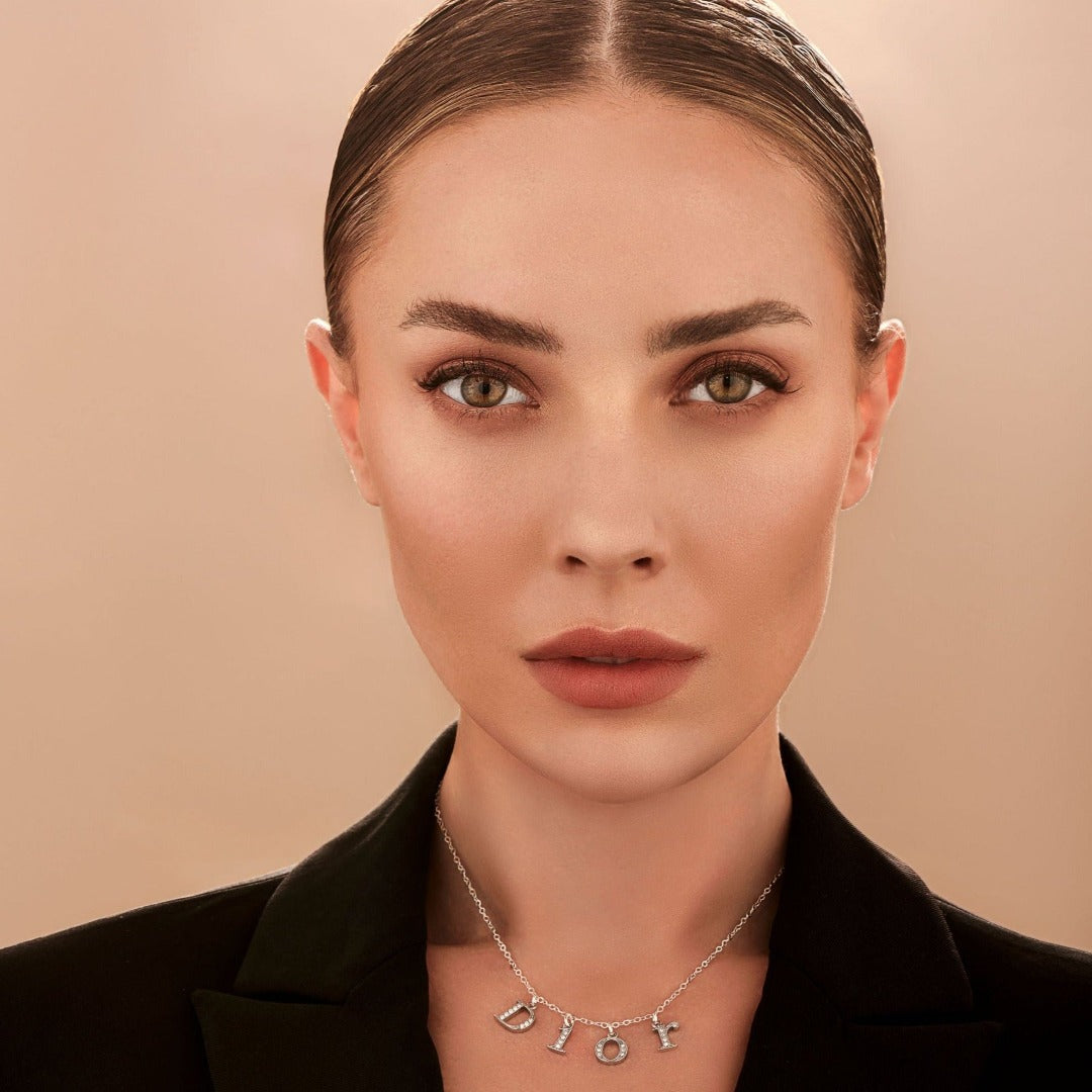 Silver Rhinestone Letter Necklace