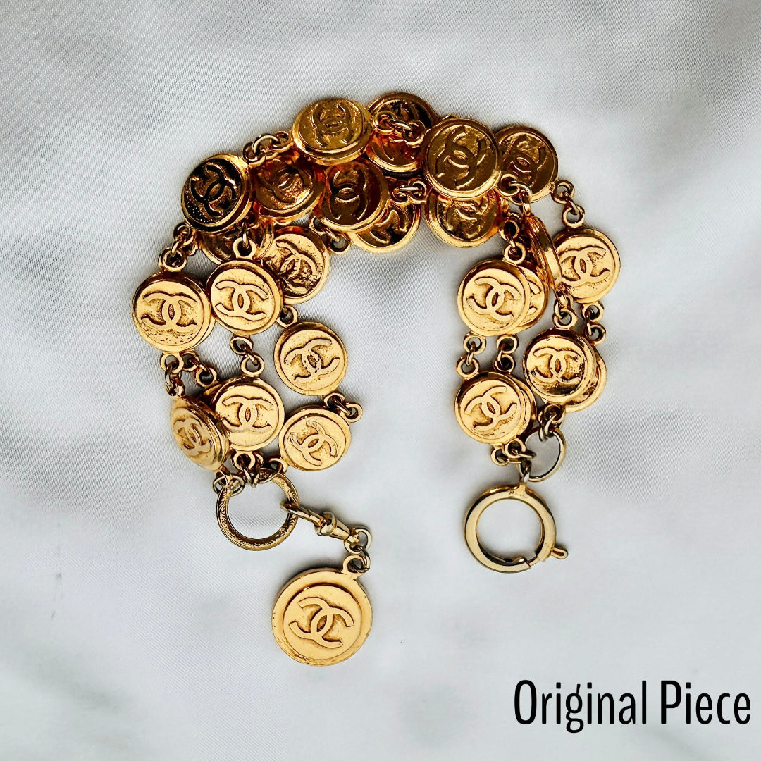 Gold Medallion Brooch with Pearl Drop
