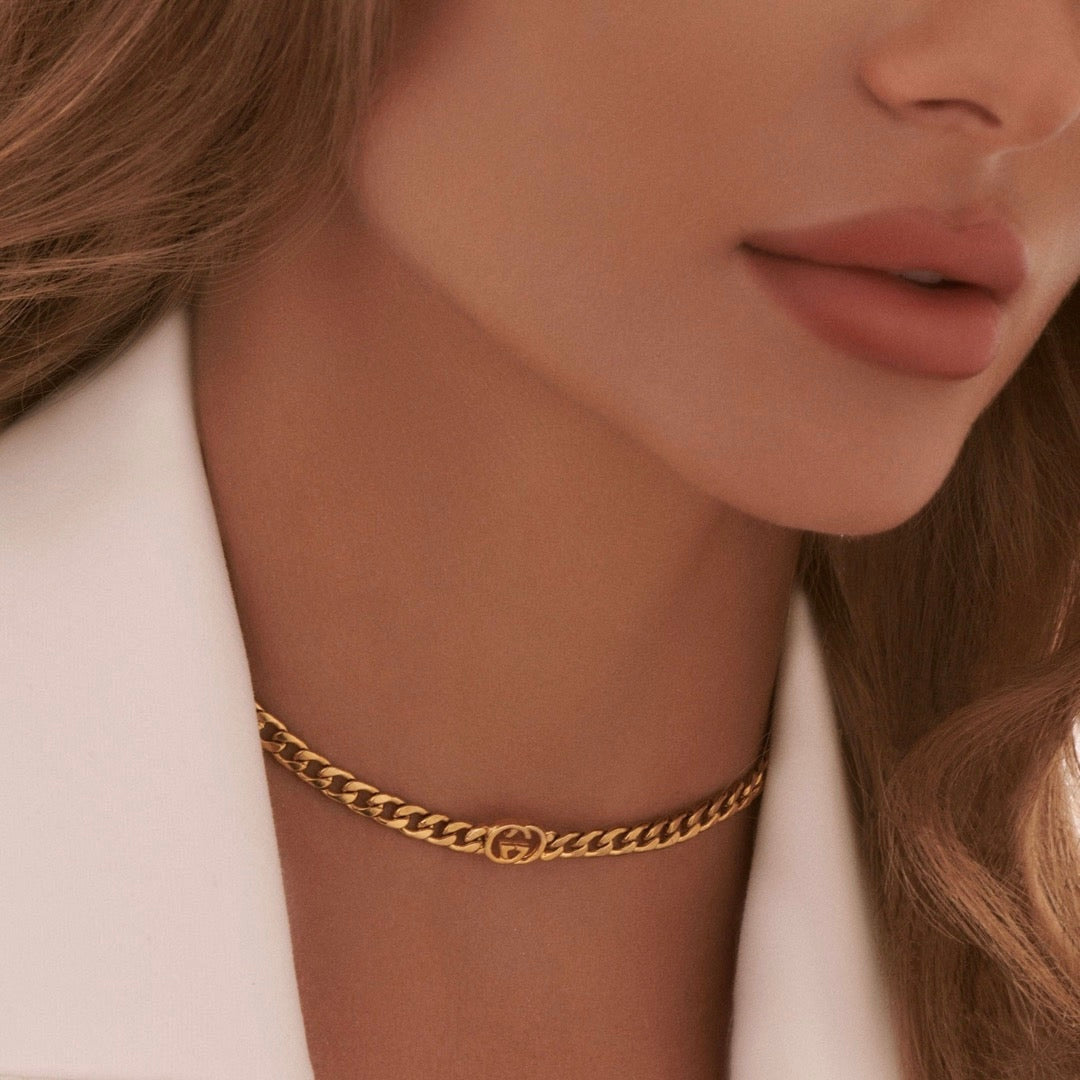 Small Gold Logo Cuban Choker