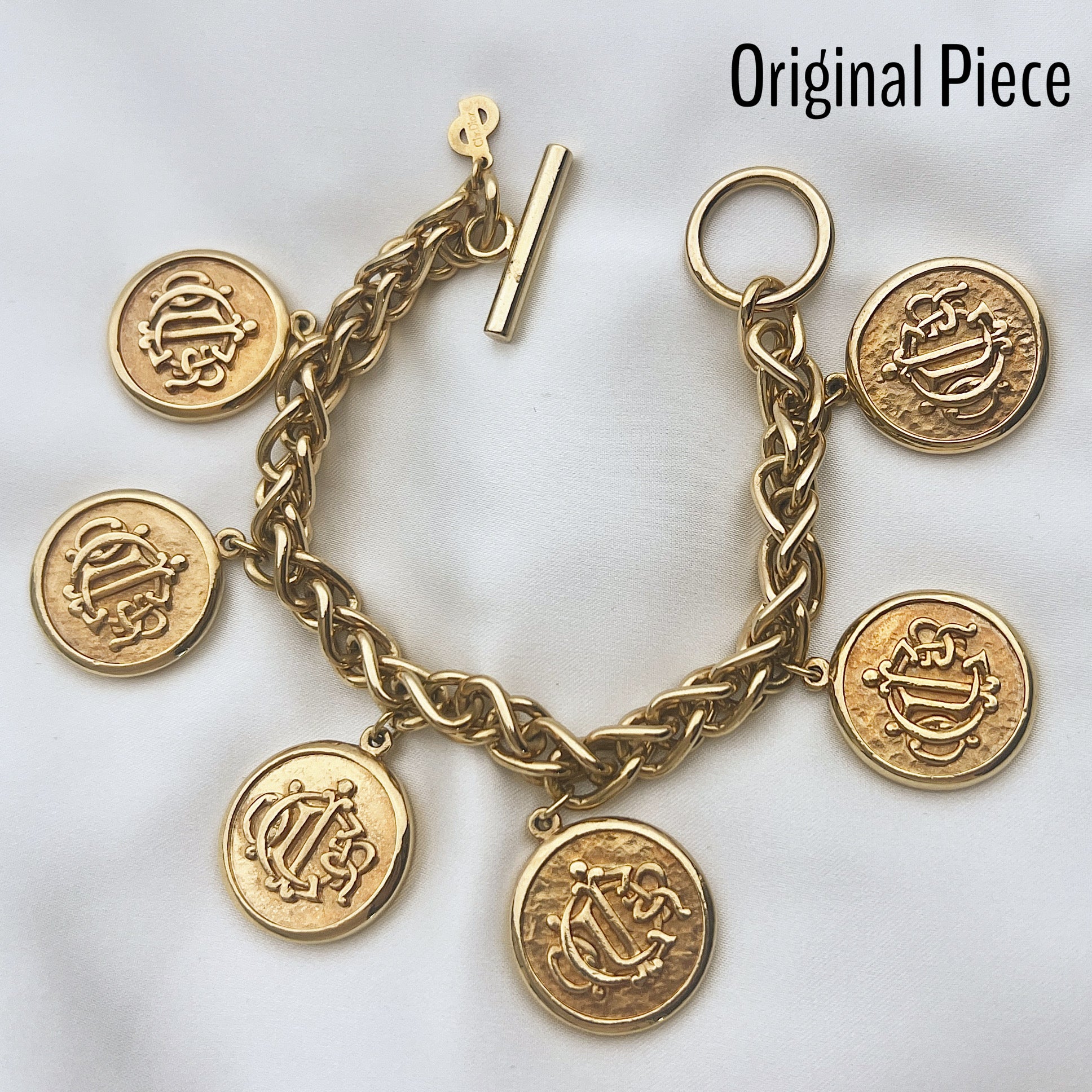 Gold Round Medallion Bag Charm / Key Chain