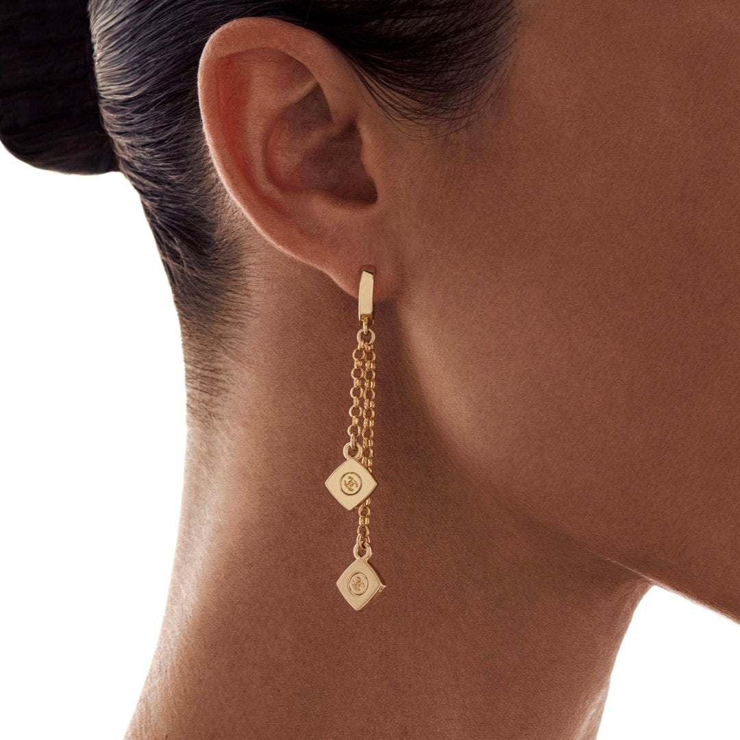 Mini Double Diamond Shaped Logo Earrings