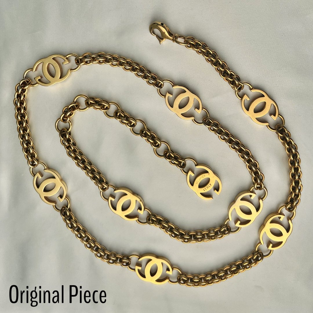 Gold Logo Chain Belt / Statement Necklace