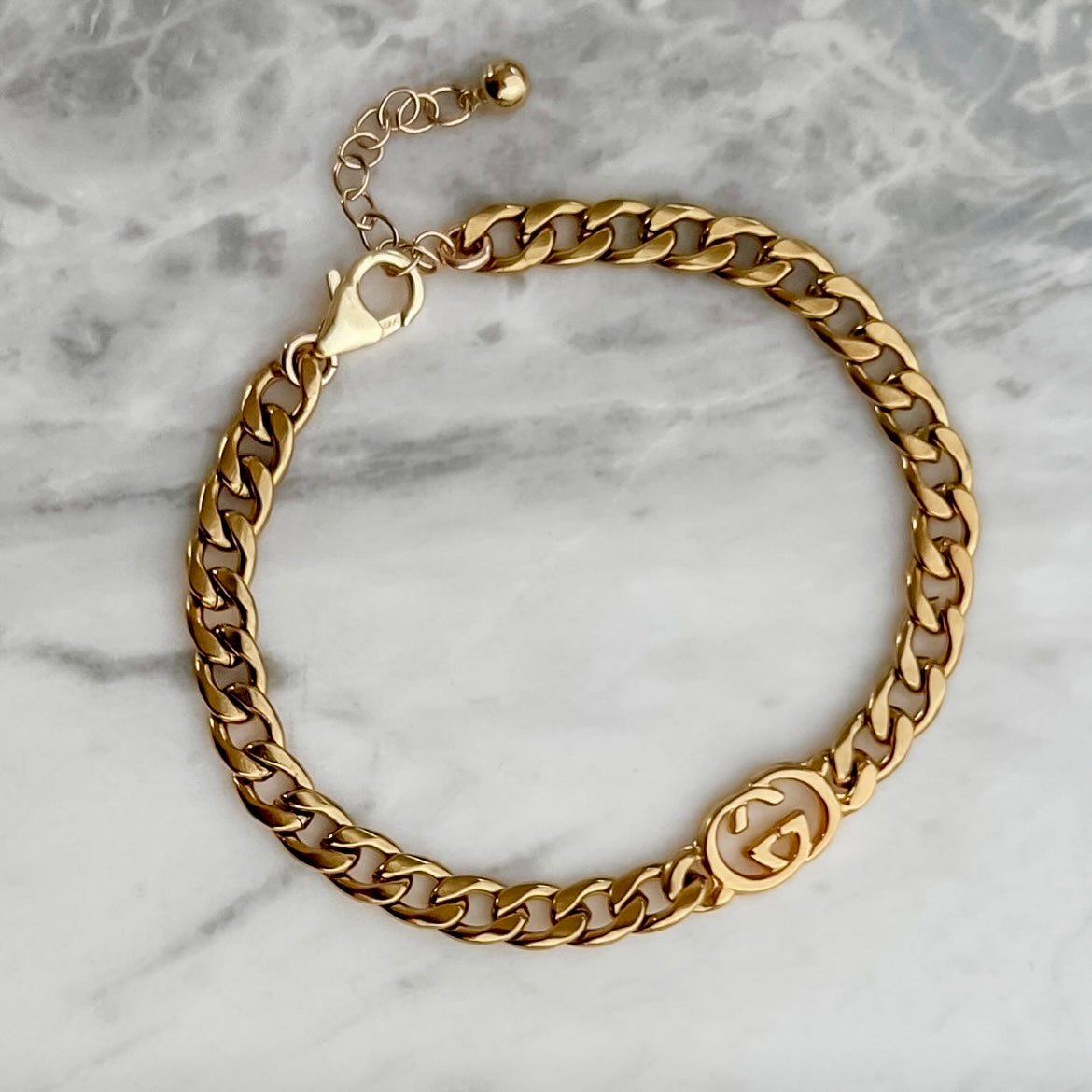 Small Gold Logo Cuban Bracelet