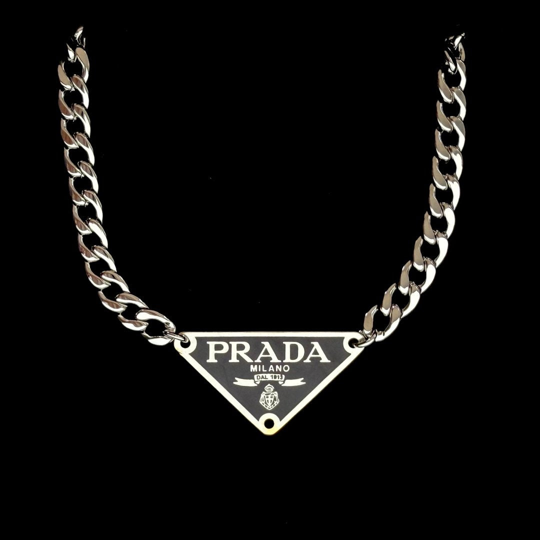 Black & Silver Triangular Logo Choker