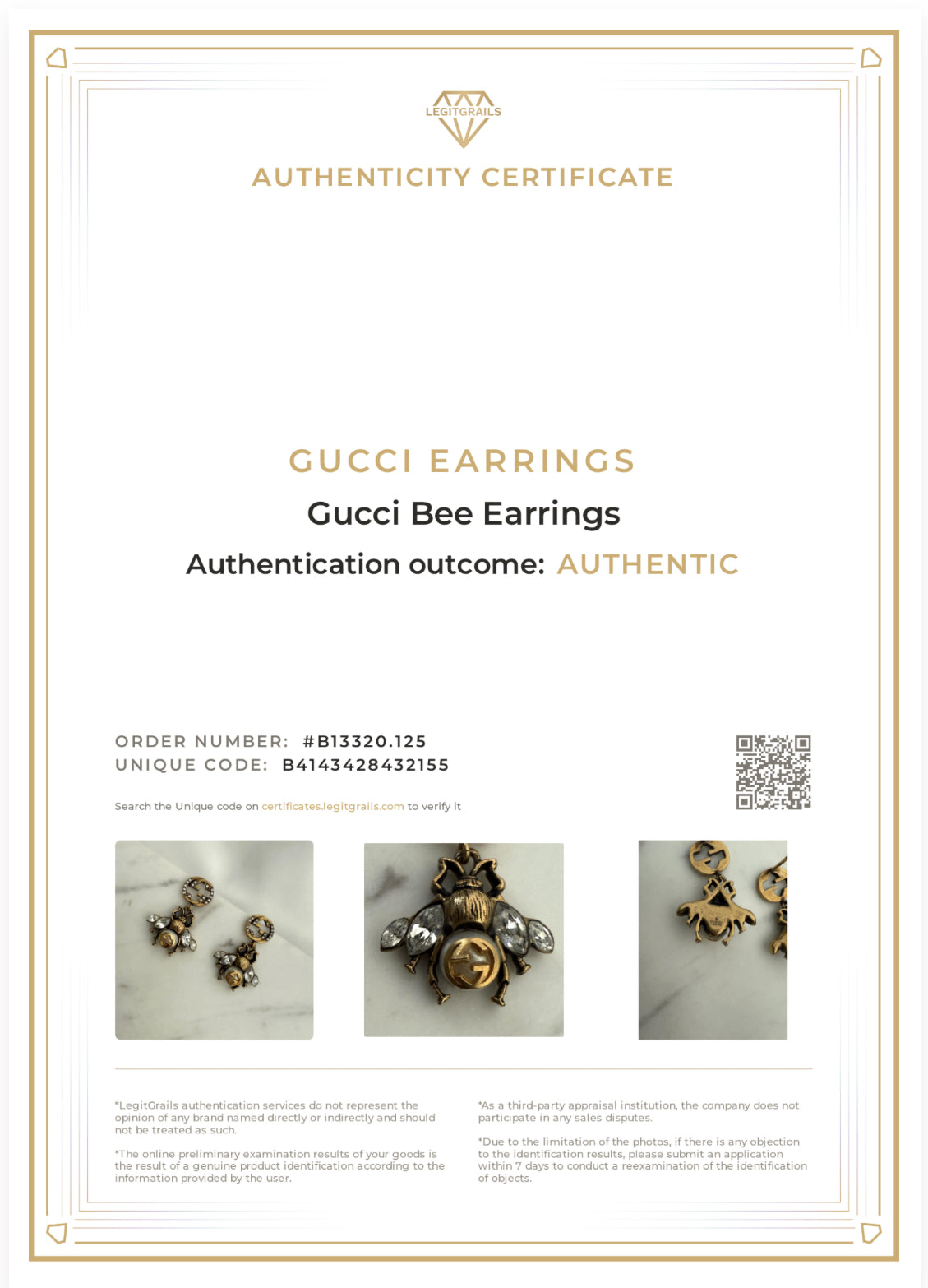 Gold Logo Earrings with Crystal Drop
