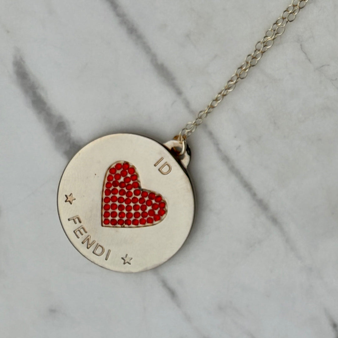 Light Gold Red Heart Logo Necklace