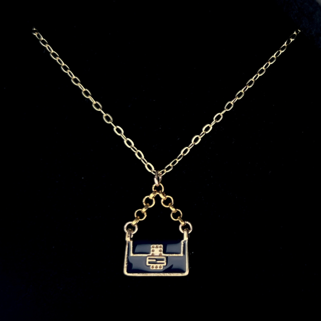 Handbag Necklace - Navy Blue