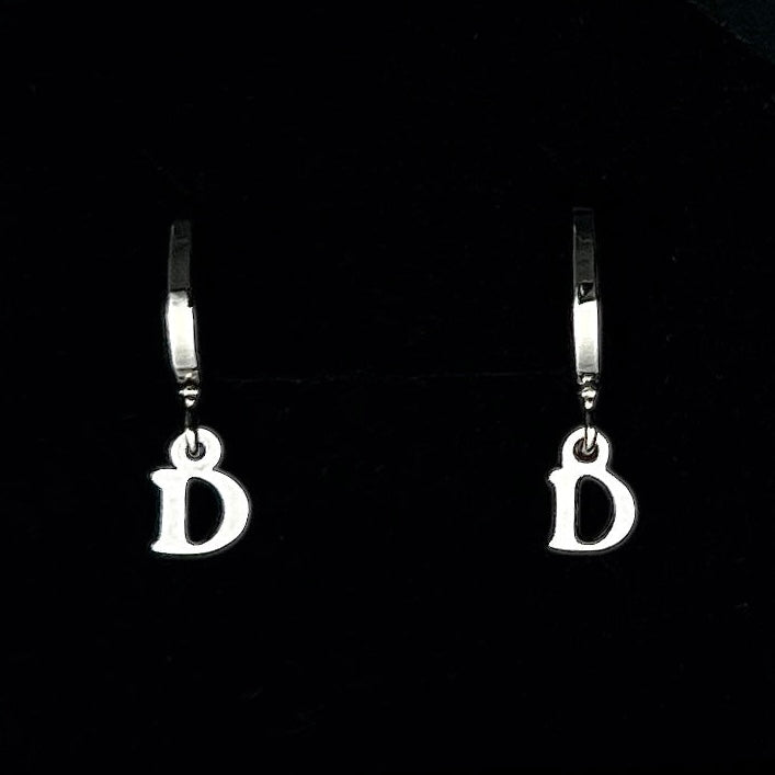 Mini Silver D Hoop Earrings