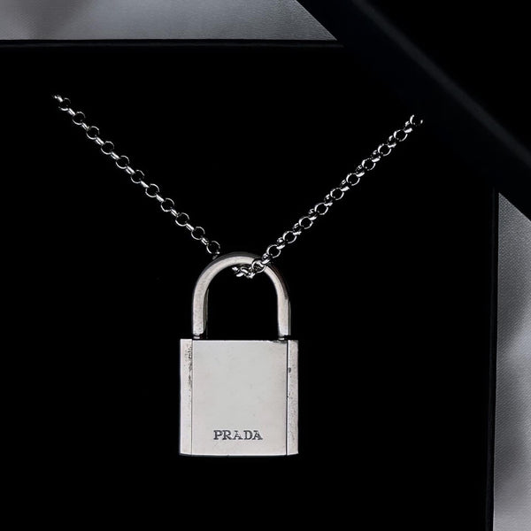 Prada padlock online necklace