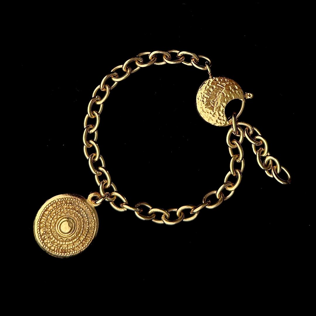 Gold Stamped Medallion Bracelet
