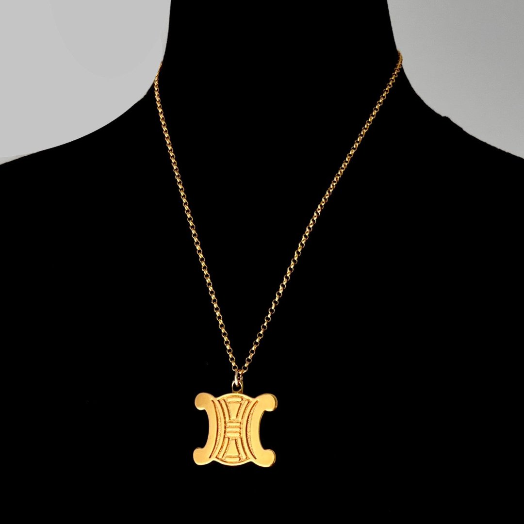 Statement Gold Logo Necklace