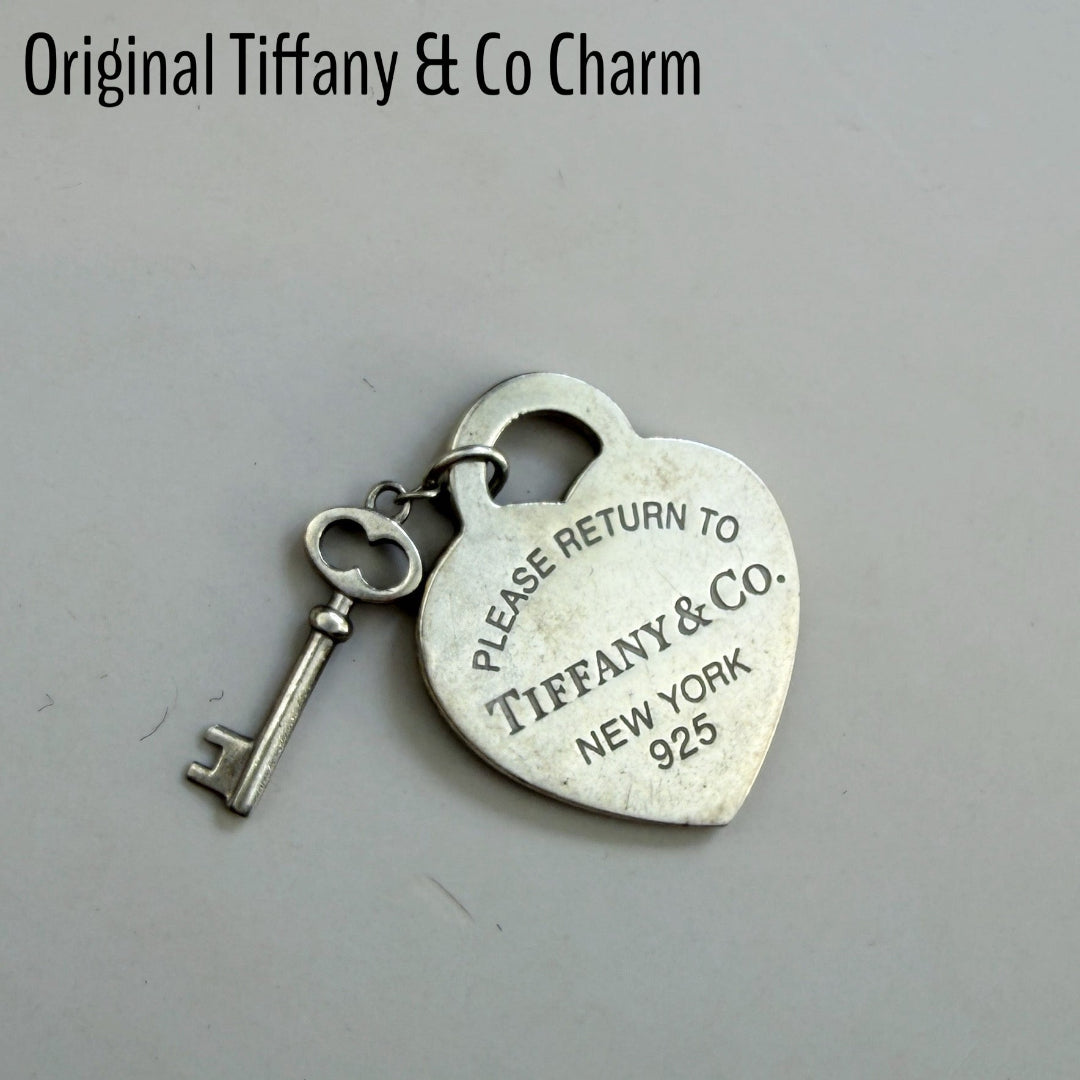 Silver Heart & Key Charm Necklace