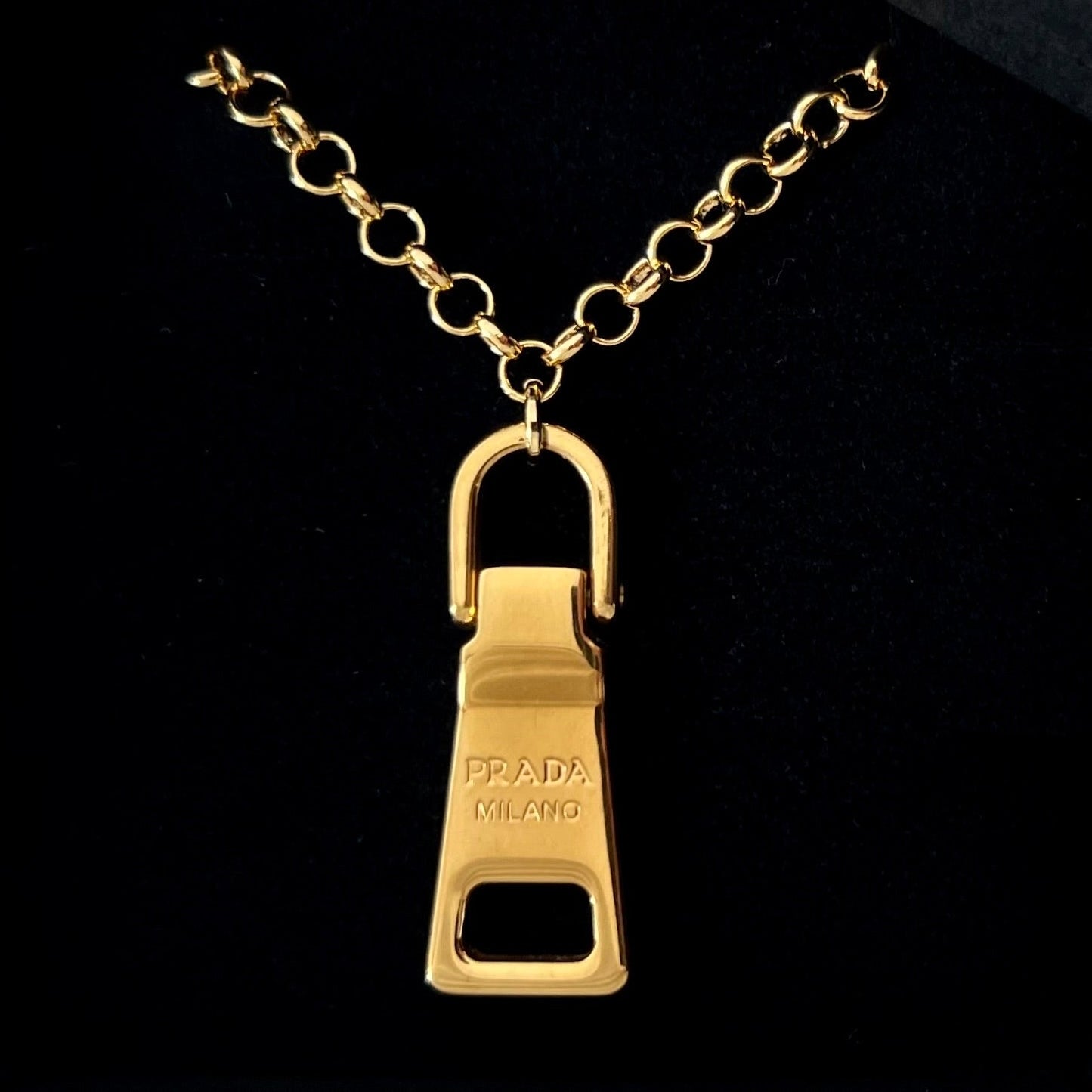 Gold Zipper Pull Necklace