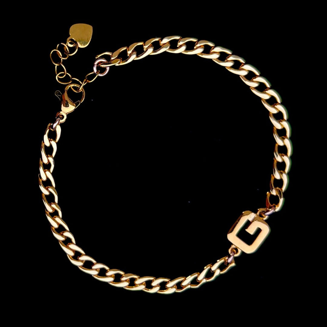 Gold Logo Cuban Bracelet