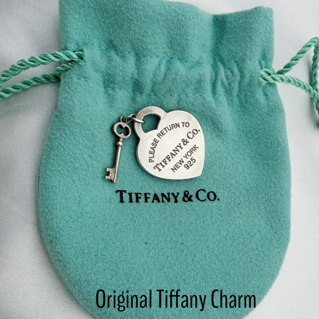 Silver Heart & Key Charm Necklace