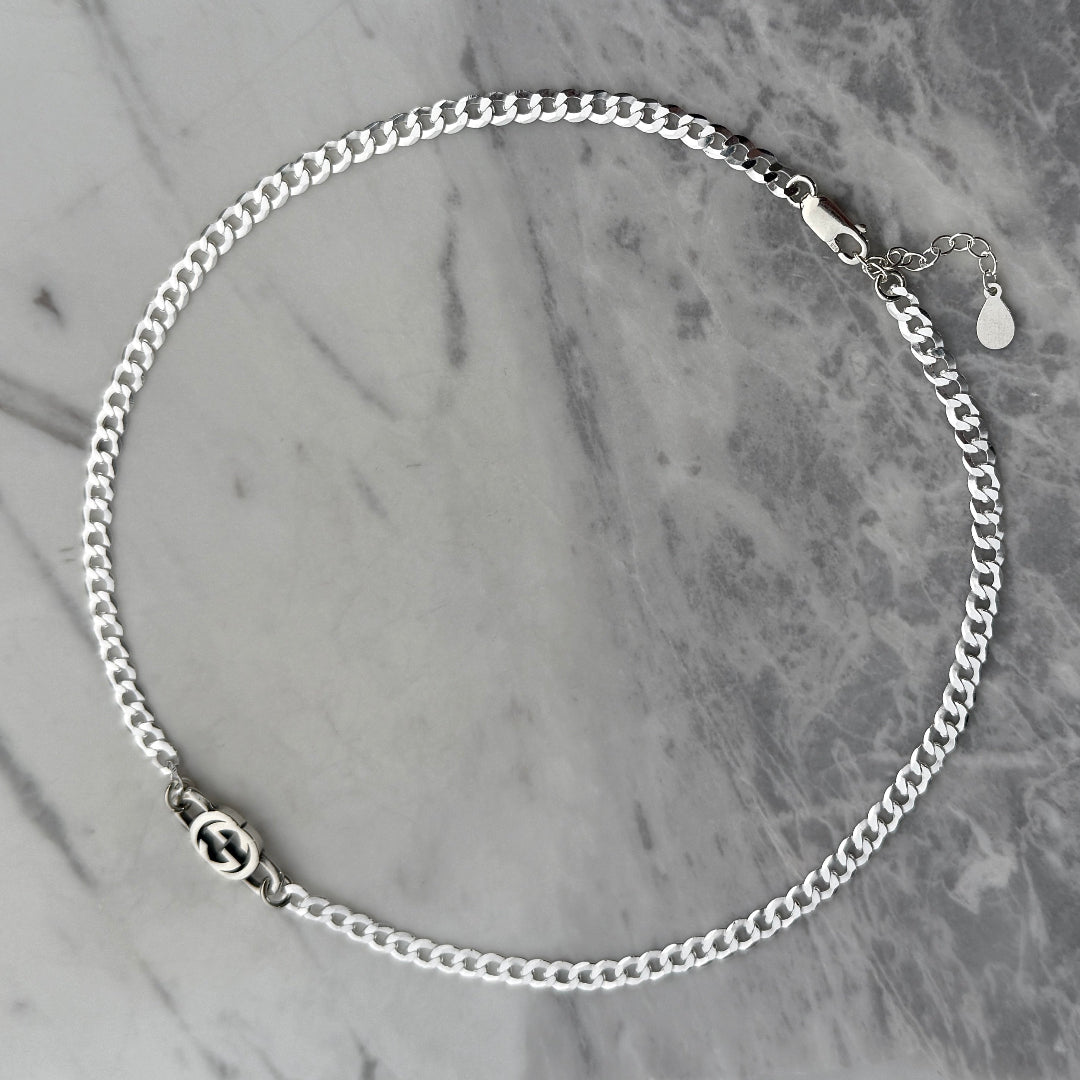 Small Sterling Silver Logo Choker