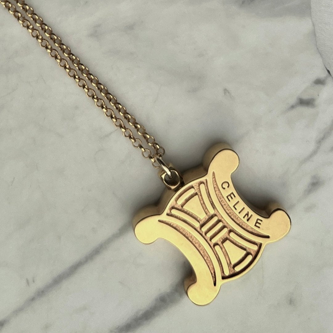 Statement Gold Logo Necklace