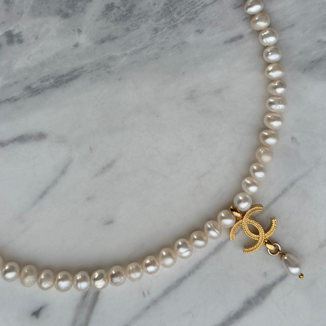 Gold Logo Pearl Choker