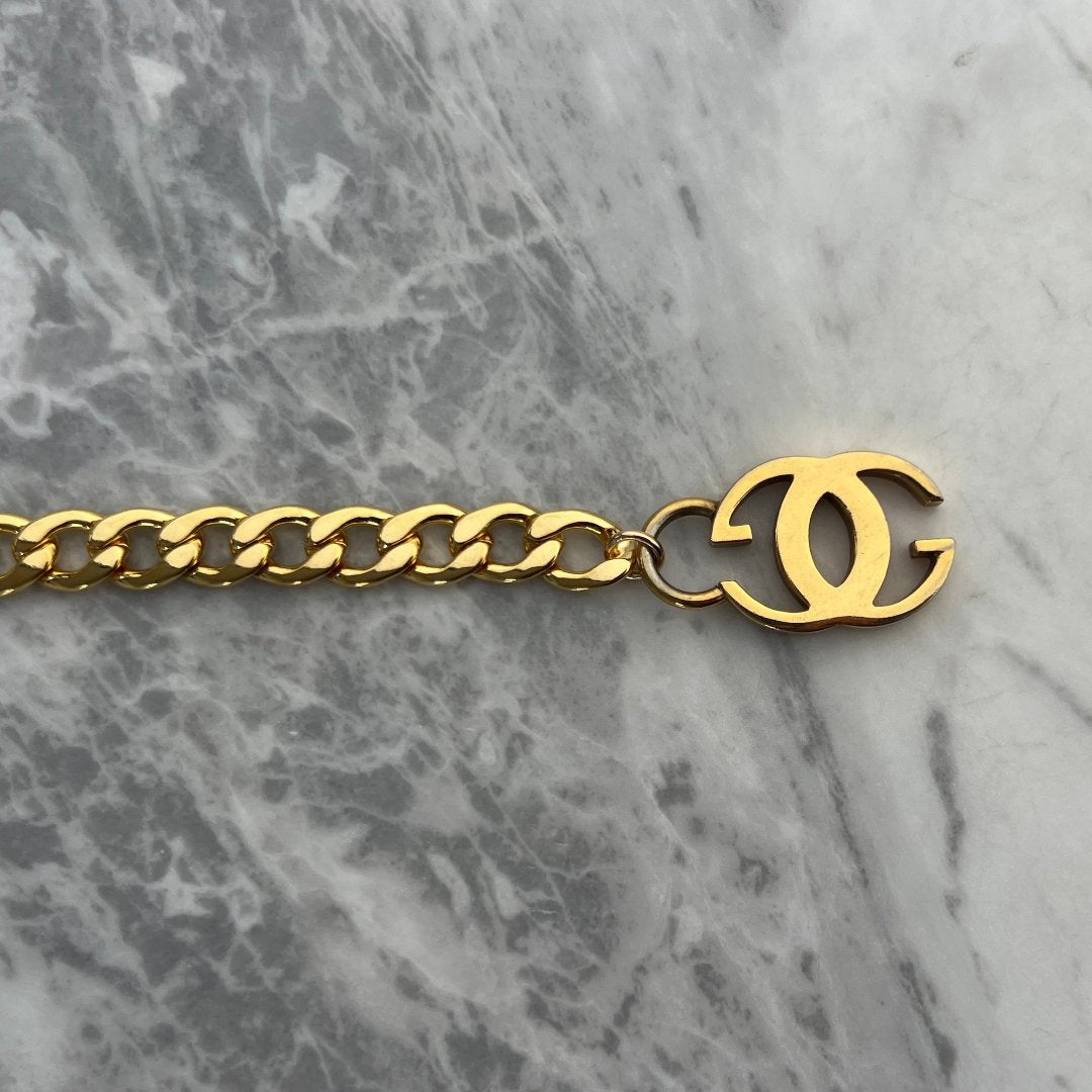 Gold Logo Chain Belt / Statement Necklace