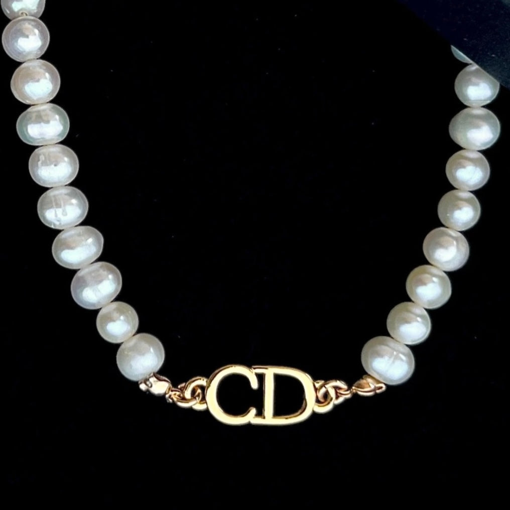 Gold Logo Pearl Choker