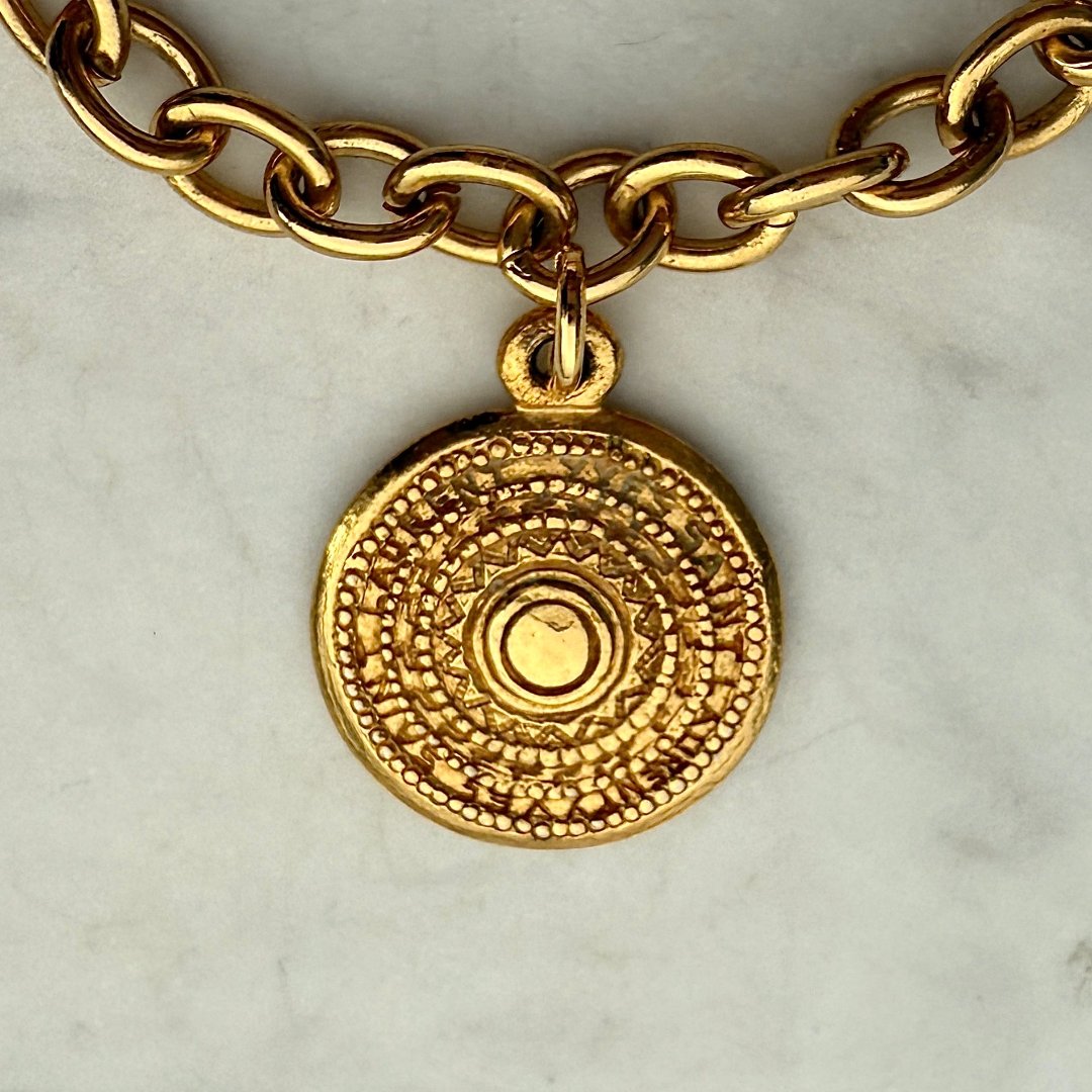 Gold Stamped Medallion Bracelet