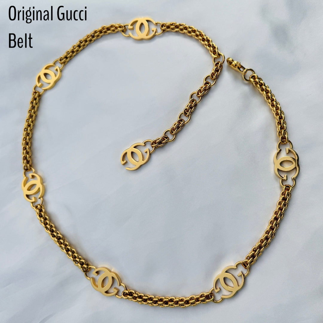 Gold Logo Chain Belt / Statement Necklace