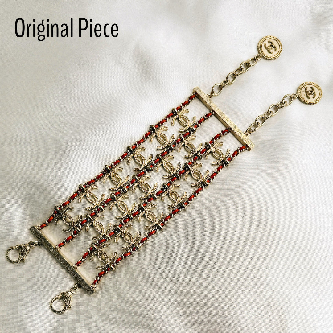 Gold Logo Necklace with Pearl Drop